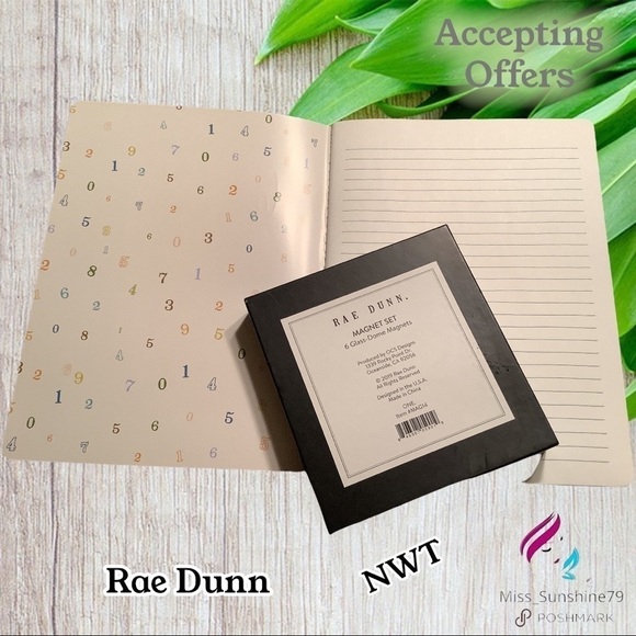 Rae Dunn NWT - 6 Magnet Set w/ numbers 1-6 and 80 page Notebook - Picture 3 of 3